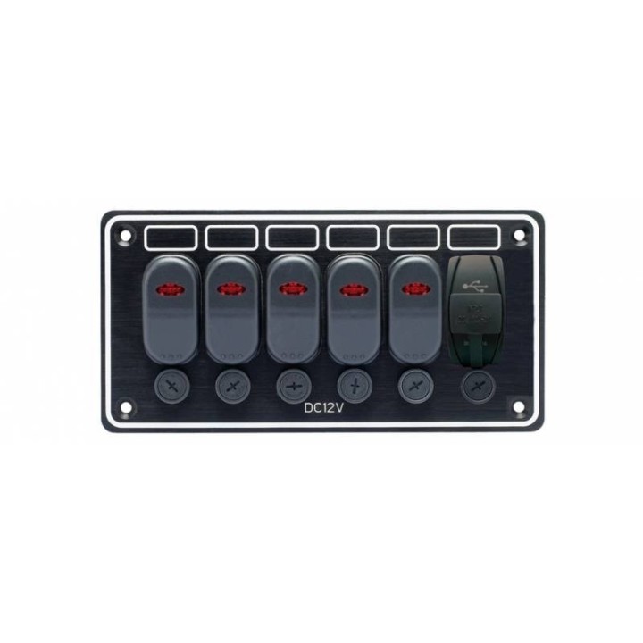 Panou electric pentru barci  cu 5 Switchuri si priza USB GFN 630647