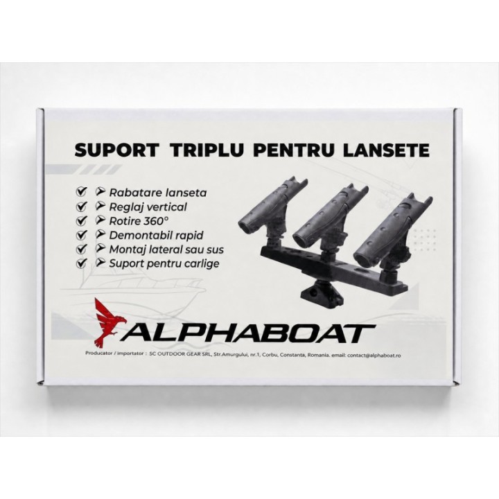 Suporti triplu Alphaboat rabatabili si reglabili 360 pentru barca